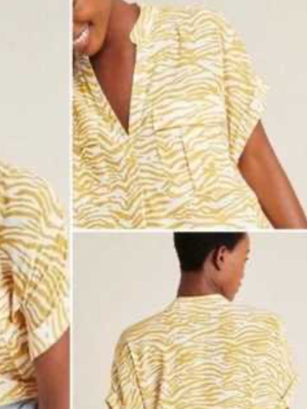Anthropologie Maeve Mustard and White Zebra Print Top - Picture 2 of 4